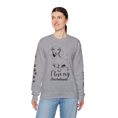 Dachshund Dog Lover Sweatshirt, Pet's Name Personalized Gift Idea, Dachshund Dog Owner Apparel, Custom Dog Paw Print Jumper, Comfy Crewneck - NOTALIFY