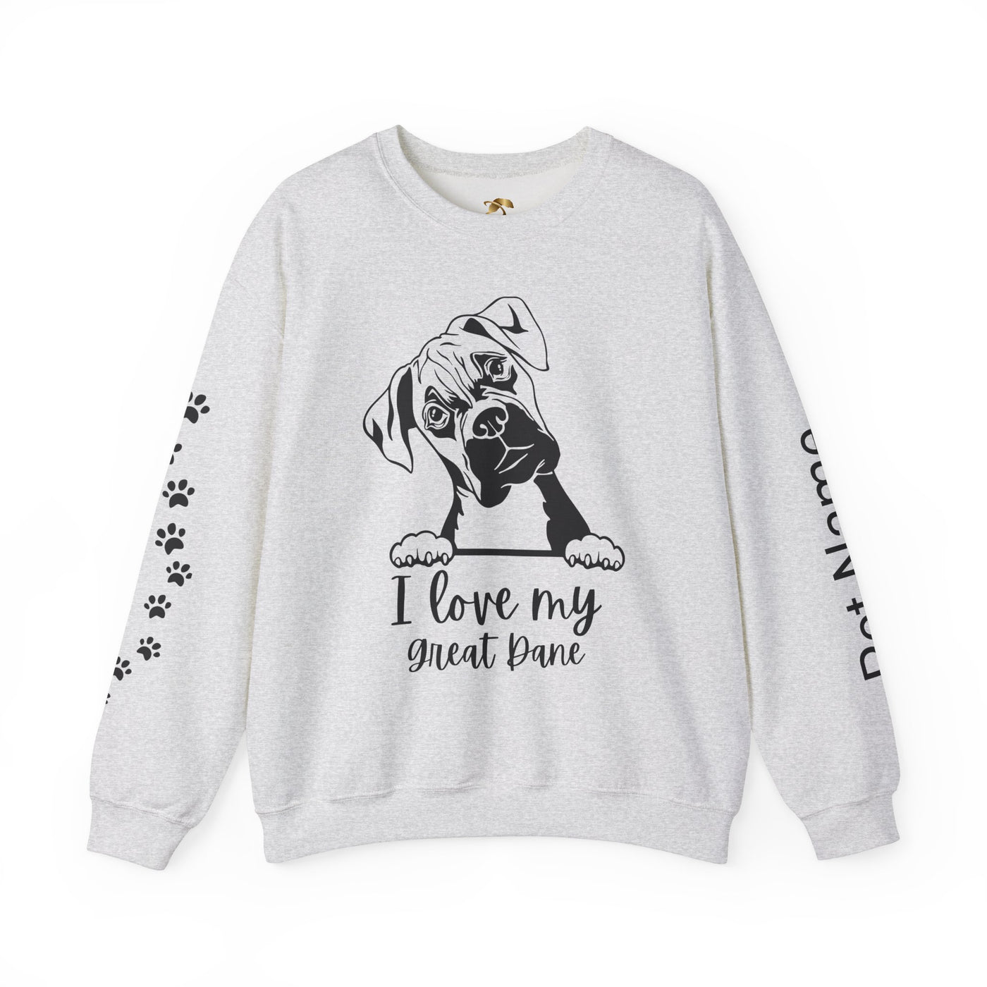 Great Dane Lover Sweatshirt, Pet's Name Personalized Gift Idea, Great Dane Dog Owner Apparel, Custom Dog Paw Print Jumper, Comfy Crewneck - NOTALIFY