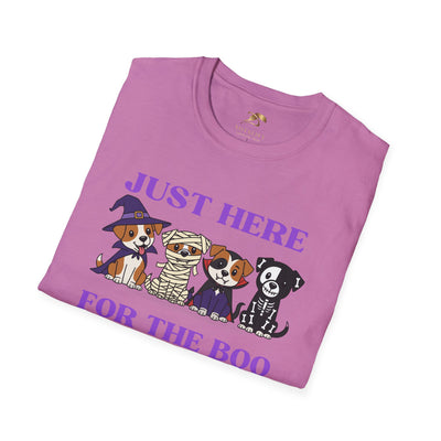 NOTALIFY Just Here for the Boo Dog Halloween TEE | Cute Puppy Costume | Soft Cotton | Fun Fall Outfit for Kids & Adults