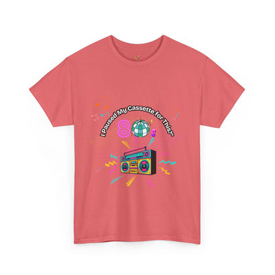 Retro Cassette Tape Unisex Heavy Cotton Tee, Vintage Music Lover Shirt, 80s Nostalgia Graphic Tee, Pause Cassette Player Shirt, Mixtape Fan - NOTALIFY