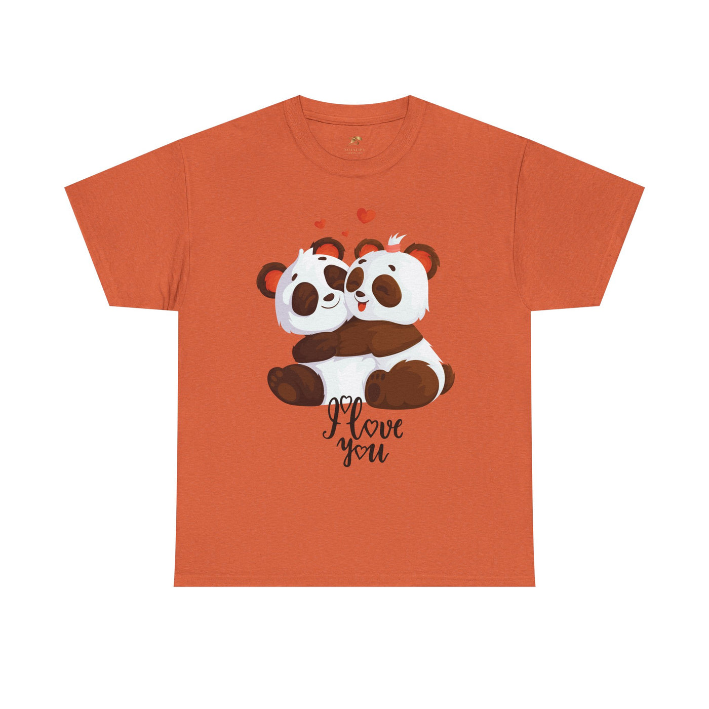 Romantic Panda Tee, Romantic Graphic T-shirt, two panda bears hugging each other with an I love you message - NOTALIFY