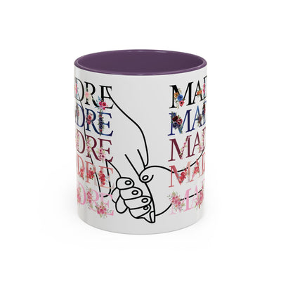 Mother's Day Mug, Accent Coffee Cup with Flowers and Names, Gift for M