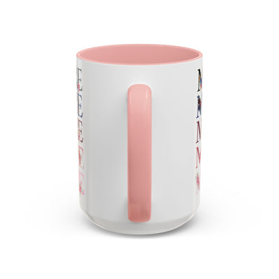 Mother's Day Mug, Accent Coffee Cup with Flowers and Names, Gift for M