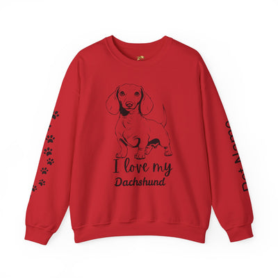 Dachshund Dog Lover Sweatshirt, Pet's Name Personalized Gift Idea, Dachshund Dog Owner Apparel, Custom Dog Paw Print Jumper, Comfy Crewneck - NOTALIFY