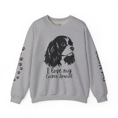 Cocker Spaniel Sweatshirt, Pet's Name Personalized Gift Idea, Cocker Spaniel Dog Owner Apparel, Custom Dog Paw Print Jumper, Comfy Crewneck - NOTALIFY