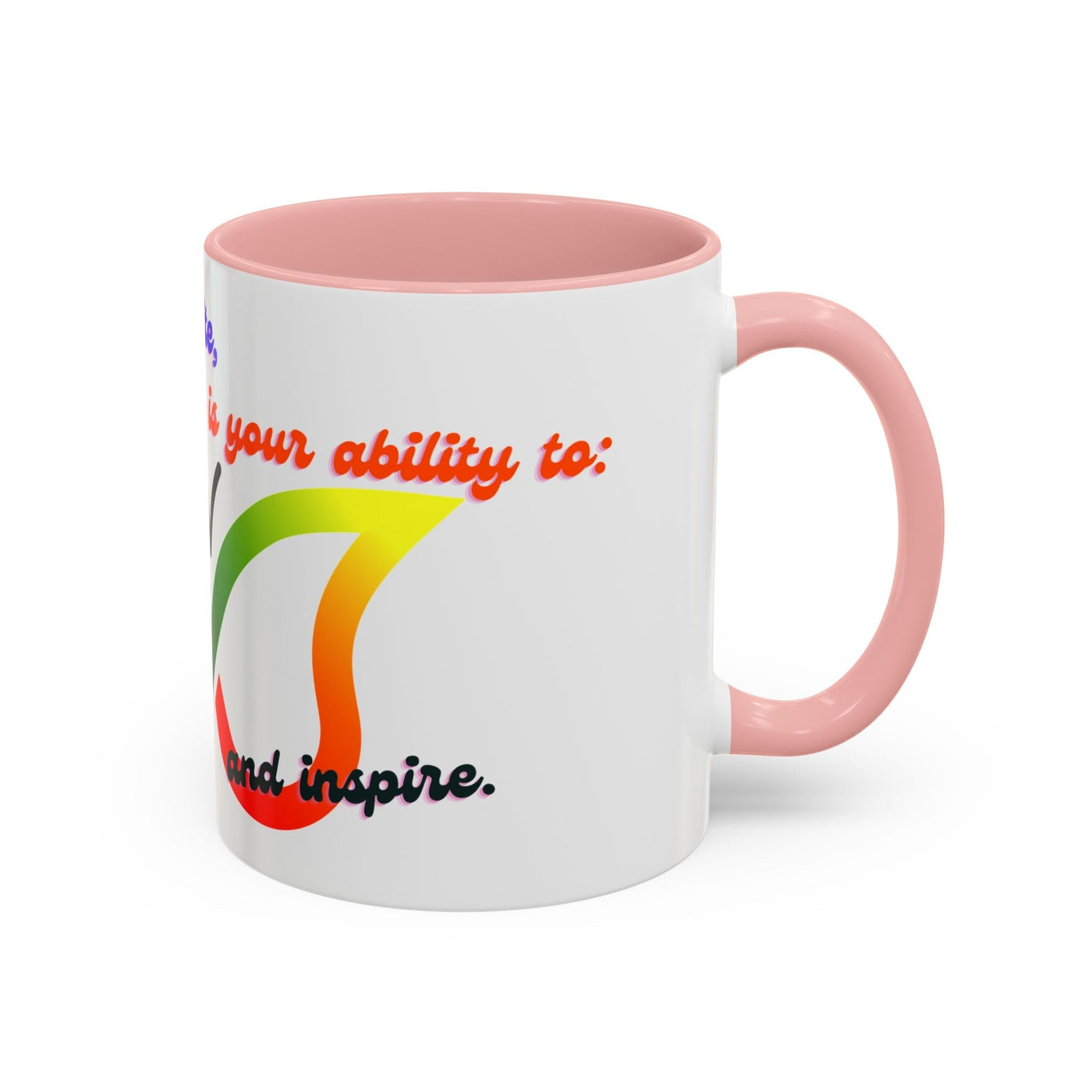 Infinity Butterfly Mug with vibrant design, pink interior, motivational text; ideal gift for creatives.