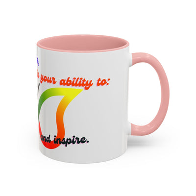 Infinity Butterfly Mug with vibrant design, pink interior, motivational text; ideal gift for creatives.