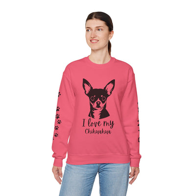 Chihuahua Lover Sweatshirt, Pet's Name Personalized Gift Idea, Chihuahua Dog Owner Apparel, Custom Dog Paw Print Jumper, Comfy Crewneck - NOTALIFY