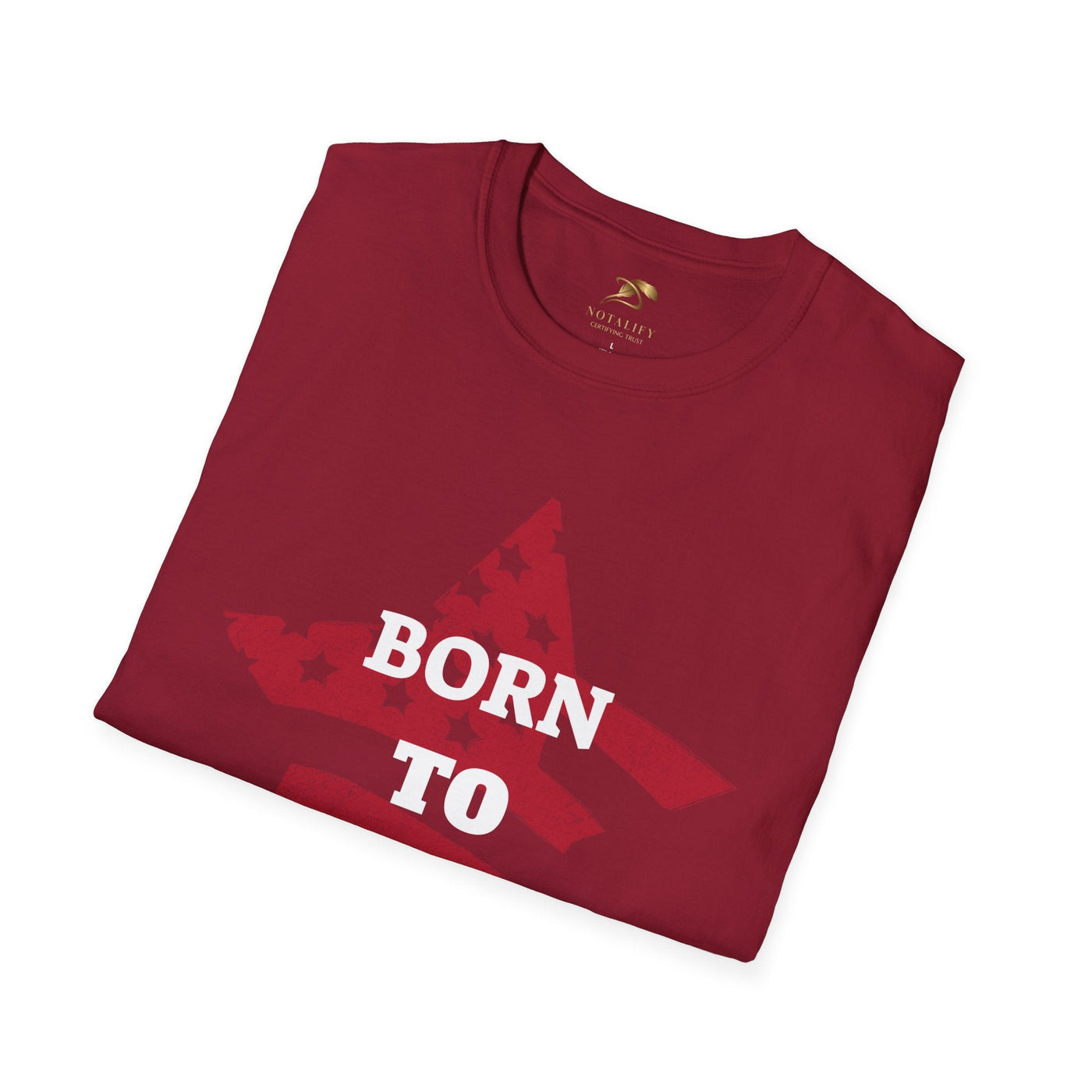 Unisex softstyle patriotic t-shirt in red with "Born to Sparkle" design, ideal for Independence Day celebrations.