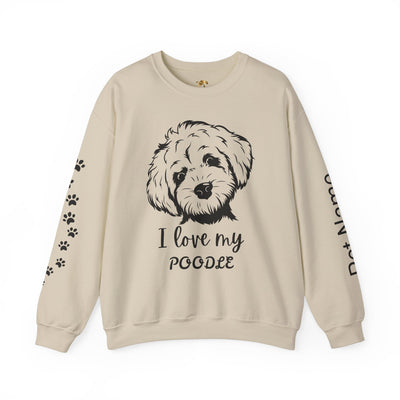 Poodle Dog Lover Sweatshirt, Pet's Name Personalized Gift Idea, Poodle Dog Owner Apparel, Custom Dog Paw Print Jumper, Comfy Crewneck - NOTALIFY