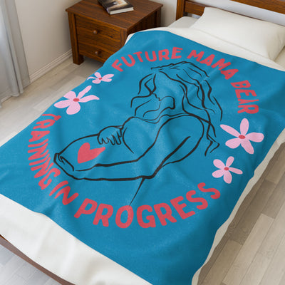 Future Mama Bear Training Plush Blanket, Cozy Gift for Expecting Moms, Baby Shower Decor, Nursery Throw - NOTALIFY