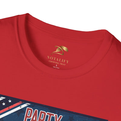 Red Party Like it's 1776 Patriotic T-Shirt with American flag and festive design for Independence Day celebrations.