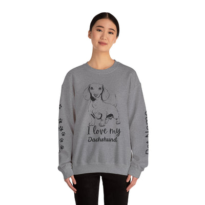 Dachshund Dog Lover Sweatshirt, Pet's Name Personalized Gift Idea, Dachshund Dog Owner Apparel, Custom Dog Paw Print Jumper, Comfy Crewneck - NOTALIFY