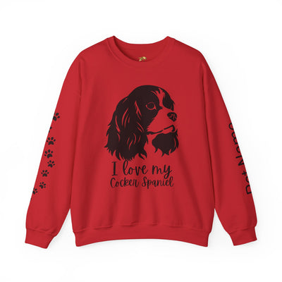 Cocker Spaniel Sweatshirt, Pet's Name Personalized Gift Idea, Cocker Spaniel Dog Owner Apparel, Custom Dog Paw Print Jumper, Comfy Crewneck - NOTALIFY
