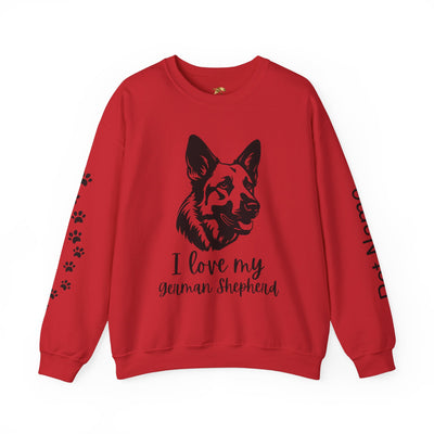 German Shepherd Lover Sweatshirt, Pet's Name Personalized, German Shepherd Dog Owner Apparel, Custom Dog Paw Print Jumper, Comfy Crewneck - NOTALIFY
