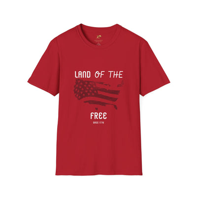 Red Patriotic Party T-Shirt with "Land of the Free" design for Independence Day celebrations.
