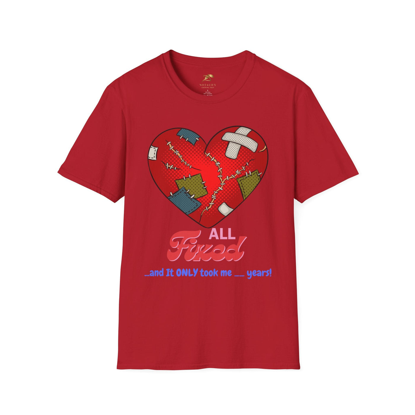 Unisex Valentines Heart Fixed Enamorados T-Shirt with broken heart design.