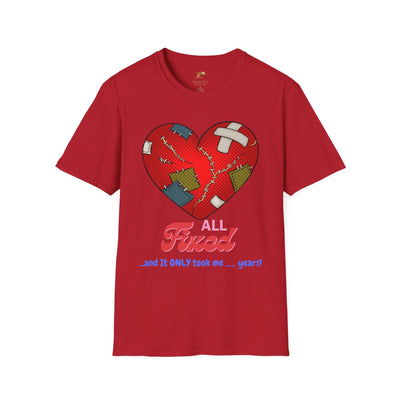 Unisex Valentines Heart Fixed Enamorados T-Shirt with broken heart design.