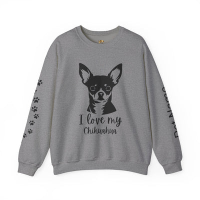 Chihuahua Lover Sweatshirt, Pet's Name Personalized Gift Idea, Chihuahua Dog Owner Apparel, Custom Dog Paw Print Jumper, Comfy Crewneck - NOTALIFY
