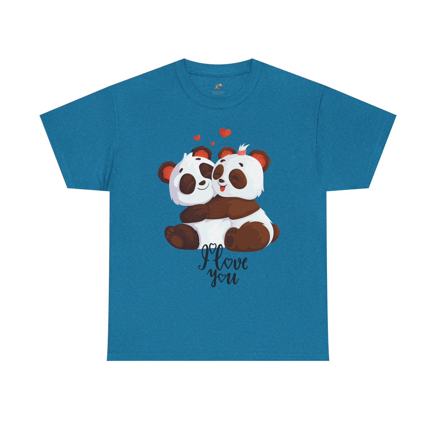 Romantic Panda Tee, Romantic Graphic T-shirt, two panda bears hugging each other with an I love you message - NOTALIFY