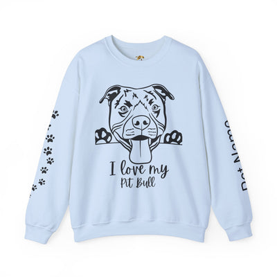 Pit Bull Lover Sweatshirt, Pet's Name Personalized Gift Idea, Pit Bull Dog Owner Apparel, Custom Dog Paw Print Jumper, Comfy Crewneck - NOTALIFY