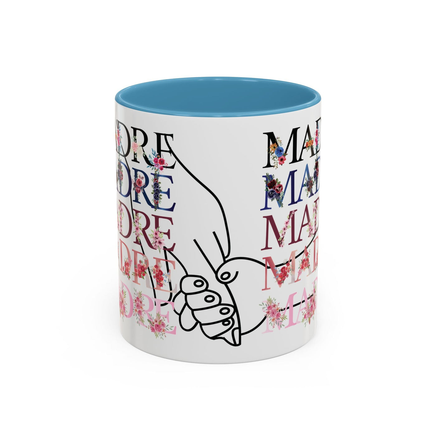 Mother's Day Mug, Accent Coffee Cup with Flowers and Names, Gift for M