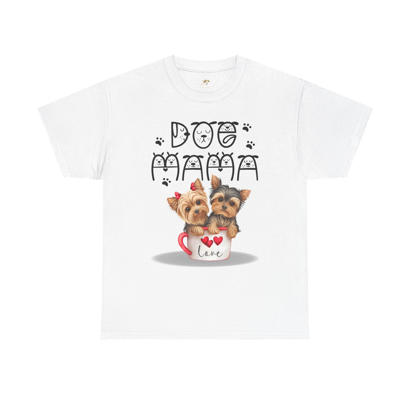 Dog Mama Unisex Tee with playful animal print design for dog lovers.