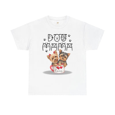 Dog Mama Unisex Tee with playful animal print design for dog lovers.