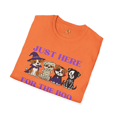 NOTALIFY Just Here for the Boo Dog Halloween TEE | Cute Puppy Costume | Soft Cotton | Fun Fall Outfit for Kids & Adults