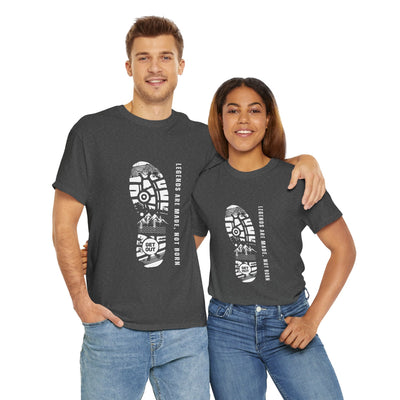 Unisex heavy cotton tee with "Legends are made NOT BORN" graphic, ideal motivational t-shirt.