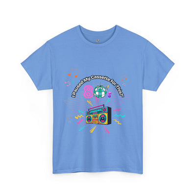 Retro Cassette Tape Unisex Heavy Cotton Tee, Vintage Music Lover Shirt, 80s Nostalgia Graphic Tee, Pause Cassette Player Shirt, Mixtape Fan - NOTALIFY