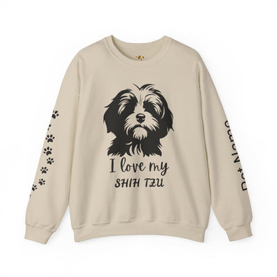 Shih Tzu Dog Lover Sweatshirt, Pet's Name Personalized Gift Idea, Frenchie Dog Owner Apparel, Custom Dog Paw Print Jumper, Comfy Crewneck