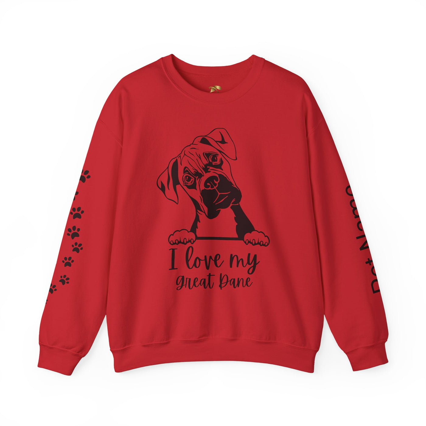 Great Dane Lover Sweatshirt, Pet's Name Personalized Gift Idea, Great Dane Dog Owner Apparel, Custom Dog Paw Print Jumper, Comfy Crewneck - NOTALIFY