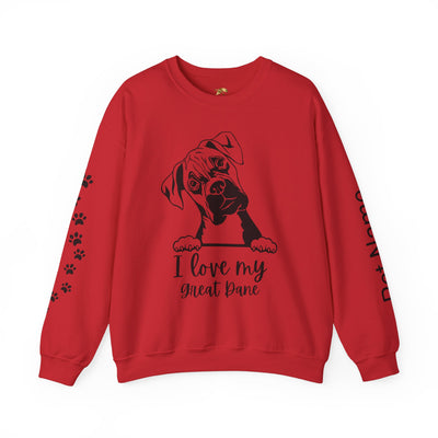 Great Dane Lover Sweatshirt, Pet's Name Personalized Gift Idea, Great Dane Dog Owner Apparel, Custom Dog Paw Print Jumper, Comfy Crewneck - NOTALIFY