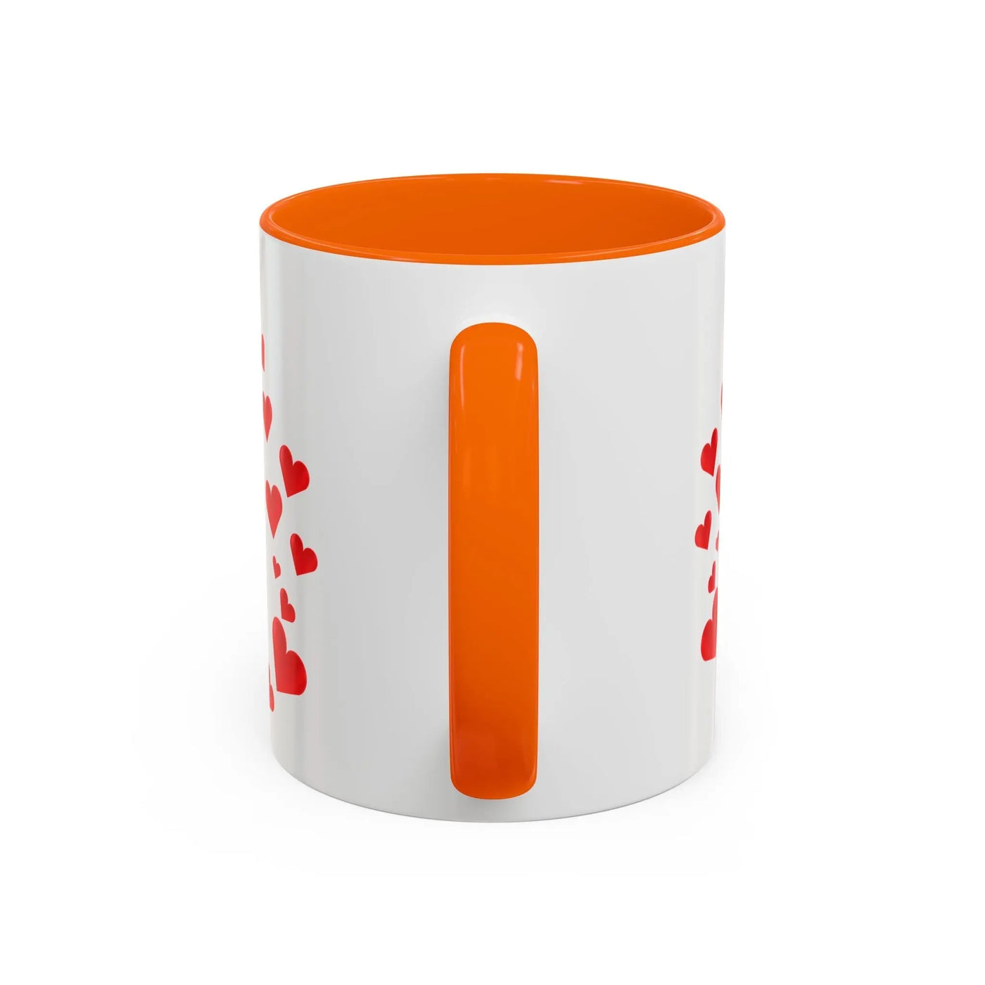 You are Enough Mug with red hearts and orange accent, 11oz ceramic coffee cup.