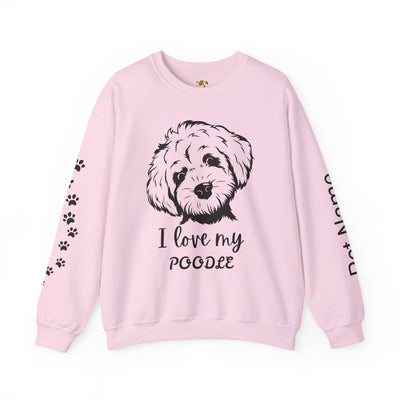 Poodle Dog Lover Sweatshirt, Pet's Name Personalized Gift Idea, Poodle Dog Owner Apparel, Custom Dog Paw Print Jumper, Comfy Crewneck - NOTALIFY