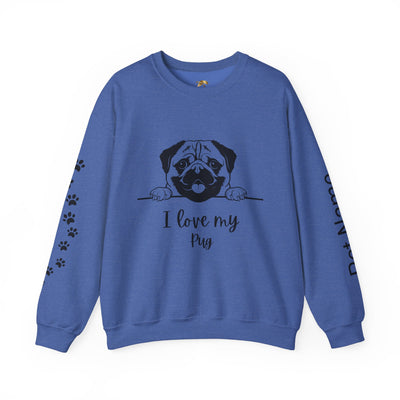 Pug Dog Lover Sweatshirt, Pet's Name Personalized Gift Idea, Pug Dog Owner Apparel, Custom Dog Paw Print Jumper, Comfy Crewneck - NOTALIFY