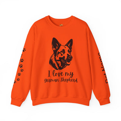 German Shepherd Lover Sweatshirt, Pet's Name Personalized, German Shepherd Dog Owner Apparel, Custom Dog Paw Print Jumper, Comfy Crewneck - NOTALIFY