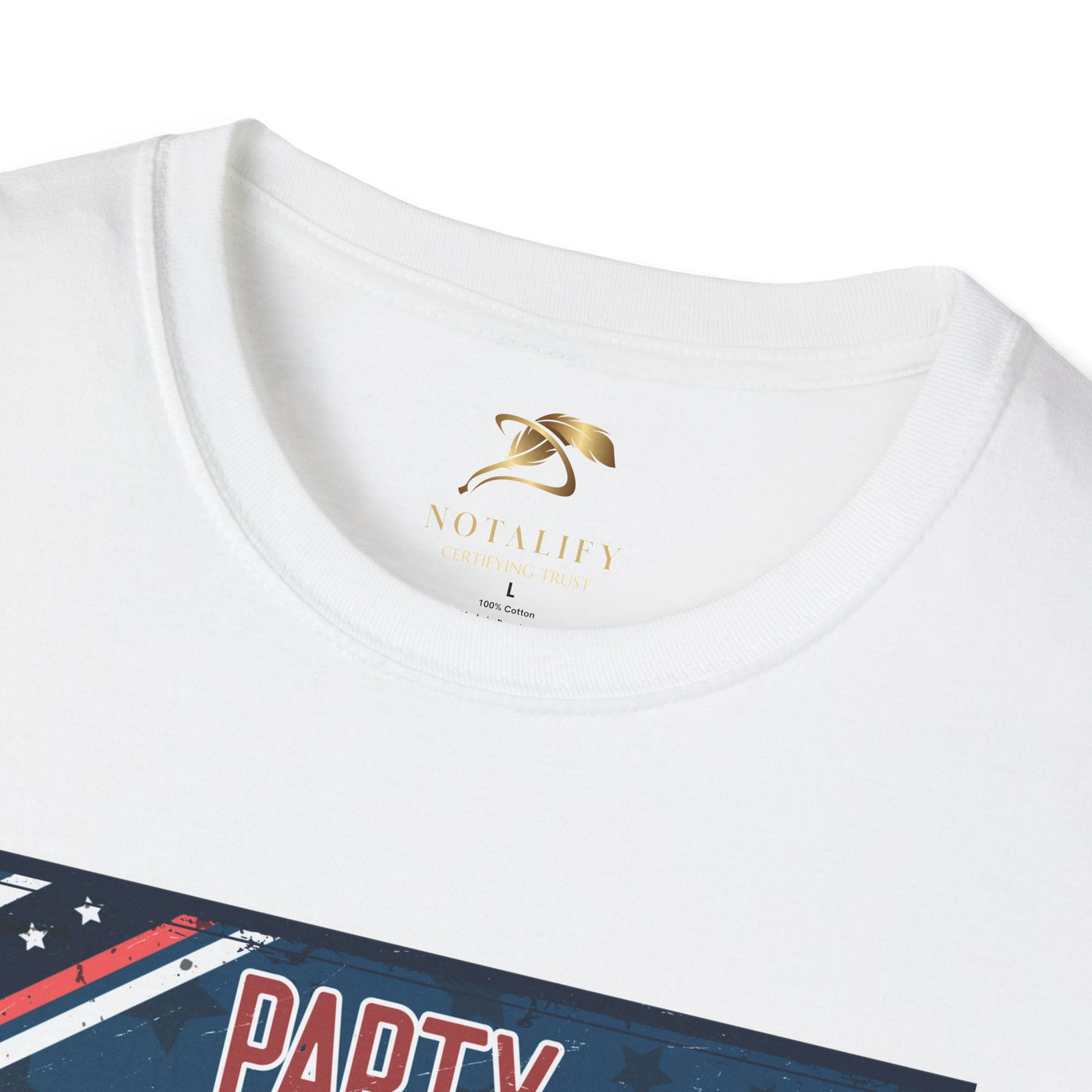Party Like it's 1776 Patriotic Party T-Shirt featuring stars and stripes design, perfect for Independence Day celebrations.