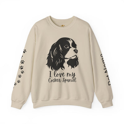 Cocker Spaniel Sweatshirt, Pet's Name Personalized Gift Idea, Cocker Spaniel Dog Owner Apparel, Custom Dog Paw Print Jumper, Comfy Crewneck - NOTALIFY