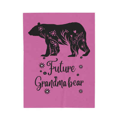 Future Grandma Bear Velveteen Plush Blanket, Cozy Gift, Baby Shower, Expecting Mother, Nursery Decor, Family Celebration - NOTALIFY