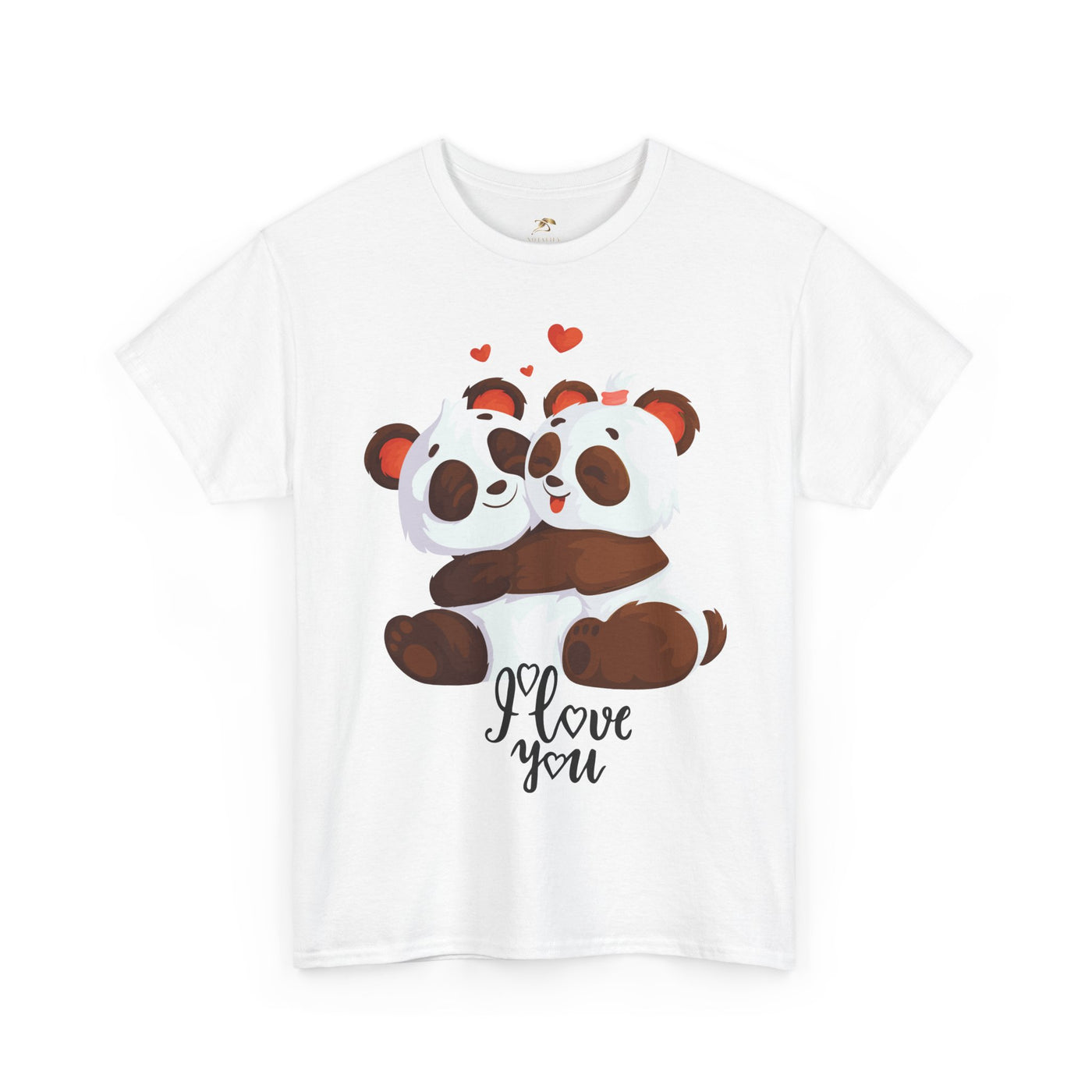 Romantic Panda Tee, Romantic Graphic T-shirt, two panda bears hugging each other with an I love you message - NOTALIFY