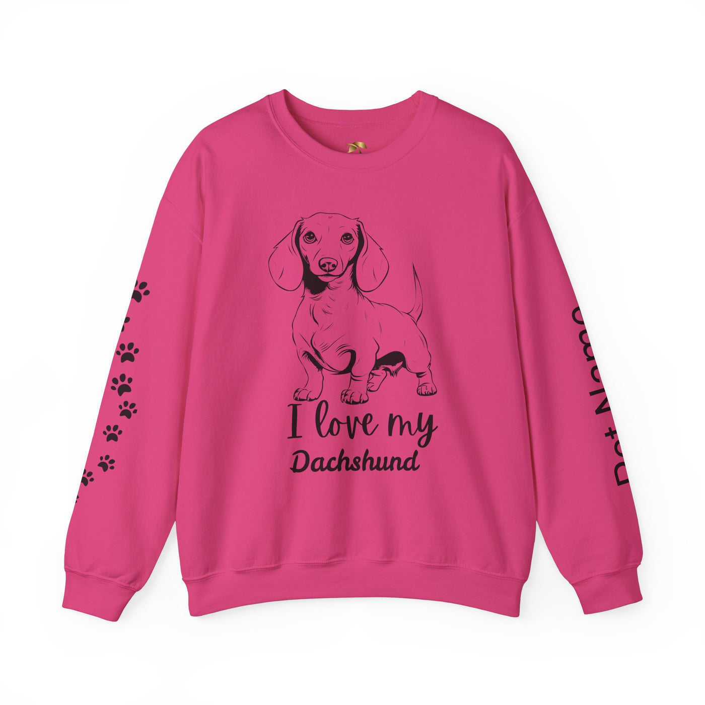 Dachshund Dog Lover Sweatshirt, Pet's Name Personalized Gift Idea, Dachshund Dog Owner Apparel, Custom Dog Paw Print Jumper, Comfy Crewneck - NOTALIFY