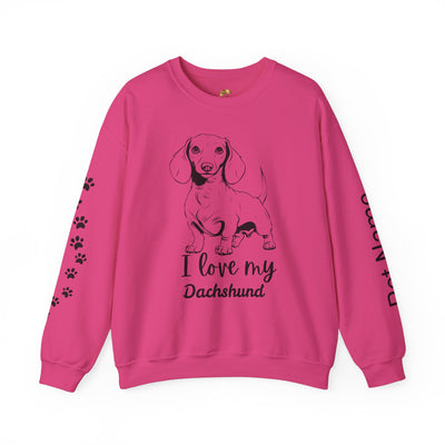 Dachshund Dog Lover Sweatshirt, Pet's Name Personalized Gift Idea, Dachshund Dog Owner Apparel, Custom Dog Paw Print Jumper, Comfy Crewneck - NOTALIFY