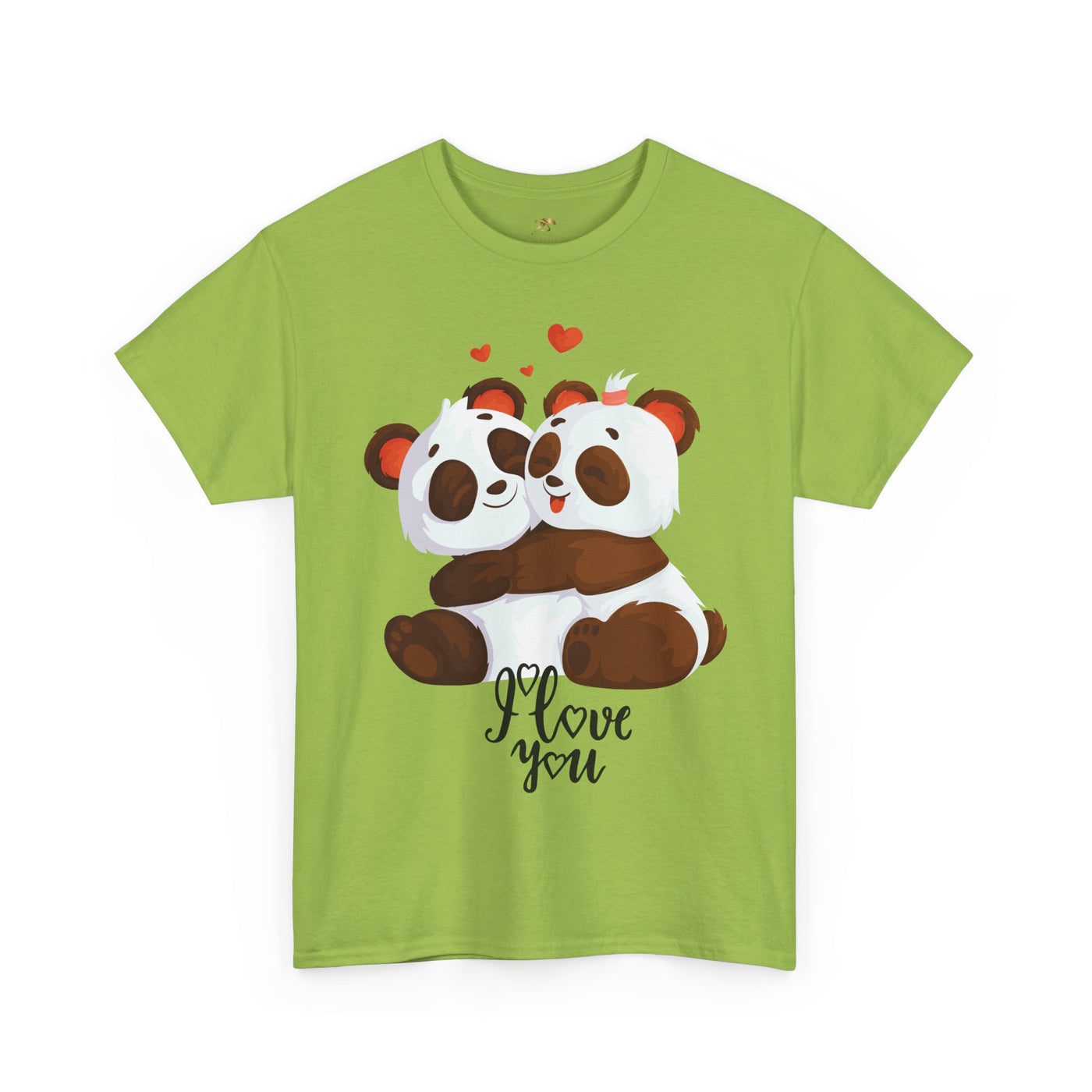Romantic Panda Tee, Romantic Graphic T-shirt, two panda bears hugging each other with an I love you message - NOTALIFY