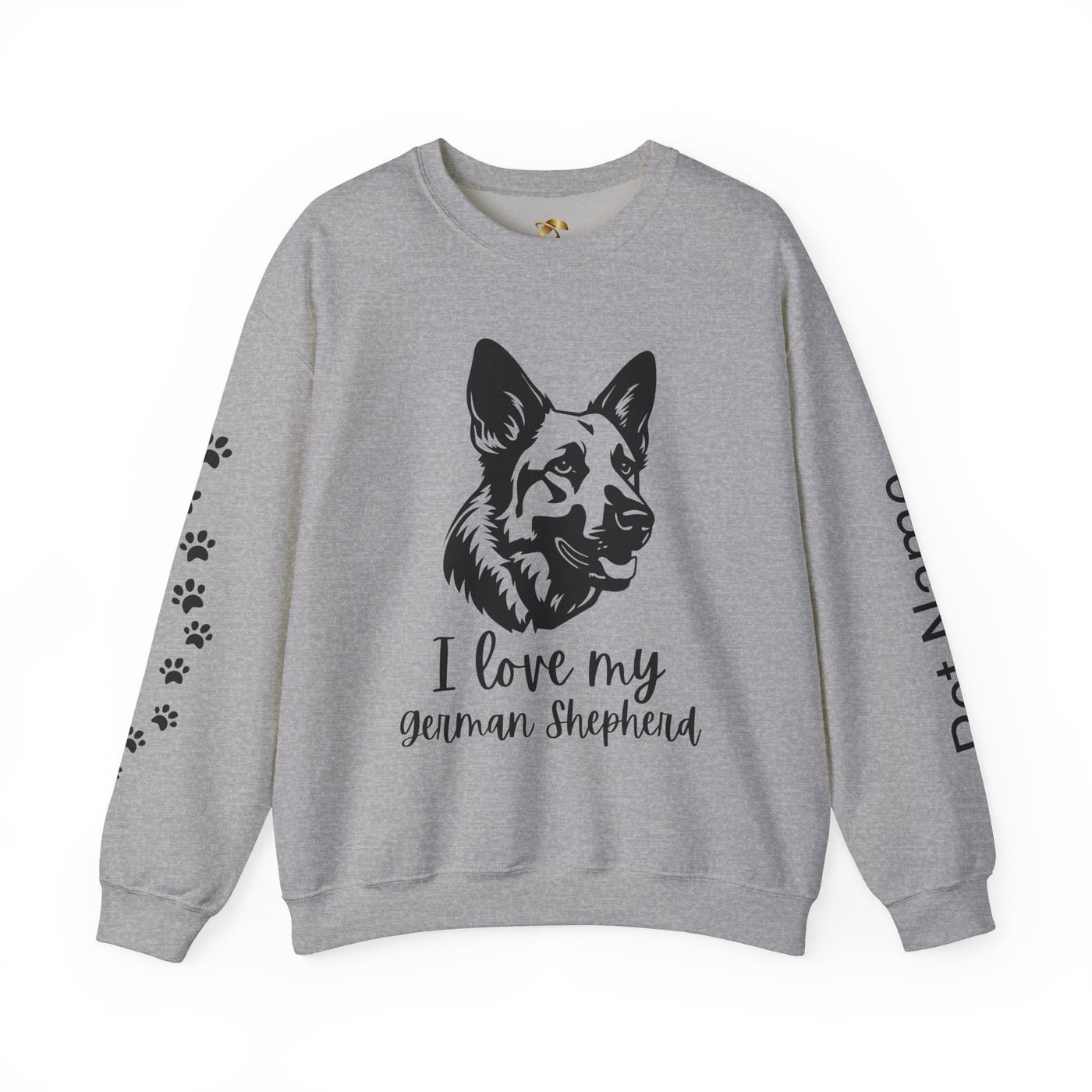 German Shepherd Lover Sweatshirt, Pet's Name Personalized, German Shepherd Dog Owner Apparel, Custom Dog Paw Print Jumper, Comfy Crewneck - NOTALIFY