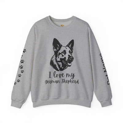 German Shepherd Lover Sweatshirt, Pet's Name Personalized, German Shepherd Dog Owner Apparel, Custom Dog Paw Print Jumper, Comfy Crewneck - NOTALIFY