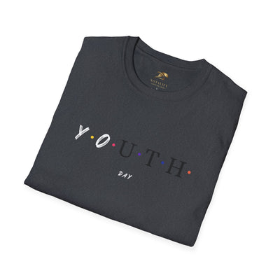 Youth Day Celebration unisex black t-shirt with colorful dots graphic, lightweight cotton casual wear