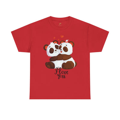 Romantic Panda Tee, Romantic Graphic T-shirt, two panda bears hugging each other with an I love you message - NOTALIFY