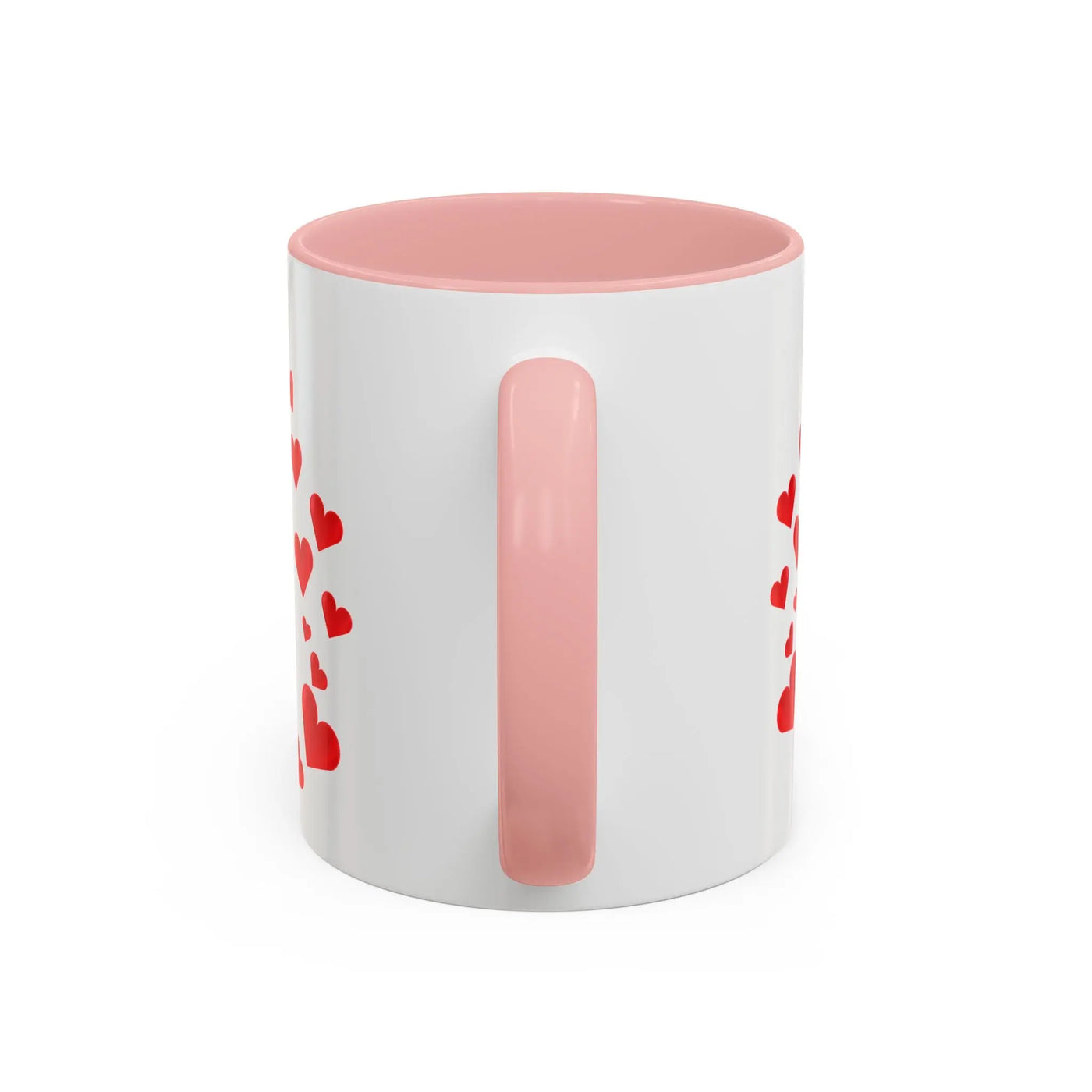You are Enough Mug with Red Hearts, White Ceramic, Pink Handle and Interior, 11oz.